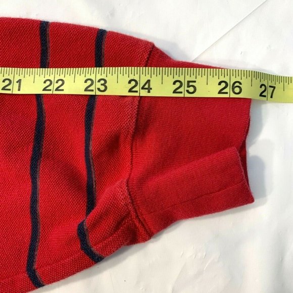Vintage Polo Ralph Lauren Polo Shirt Long Sleeve Striped Red‎ Black Pony XL EUC - Picture 9 of 10